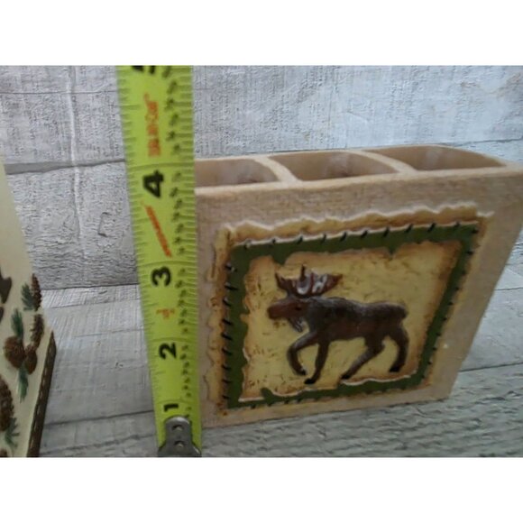 The Wild Outdoorsman Rustic Lodge Bathroom Set With Moose & Bear Tissue, Soap Tb - Picture 11 of 16